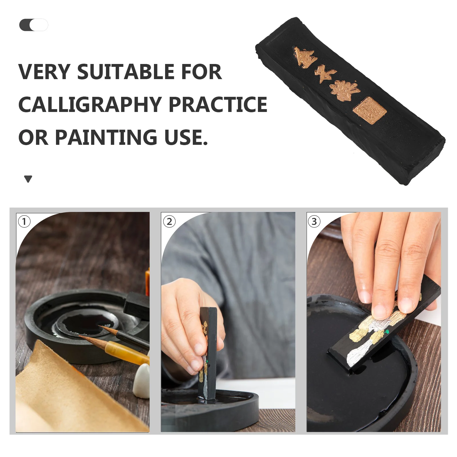 

Gold Not Changed Ink Stick Smooth Grinding Black Shiny Color Traditional Chinese Calligraphy Ink Block For Students