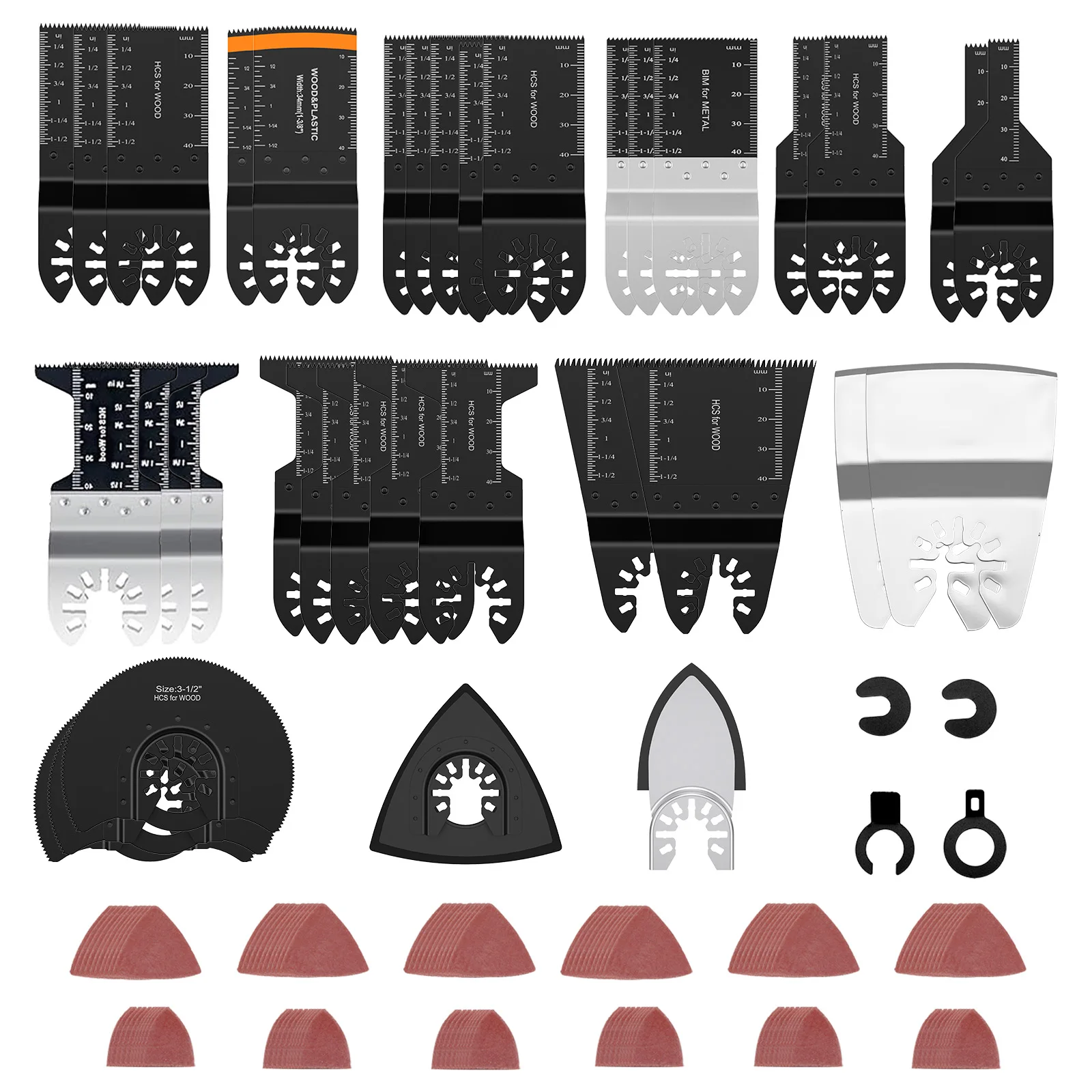 

154/56 шт. осциллирующее пильное полотно, универсальные многофункциональные инструменты, лезвия с шлифовальной подушечкой, пильное полотно для быстрой резки металла, гвоздей, дерева, пластика