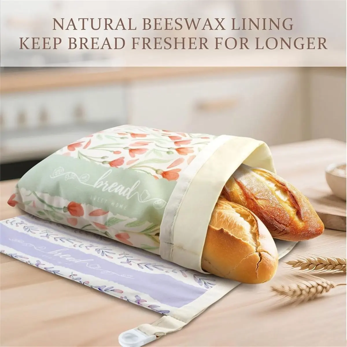 Beeswax Sourdough Bread Bags for Homemade Bread, 2 Packs XL Reusable Organic Beeswax Linen Cotton Sourdough Bag