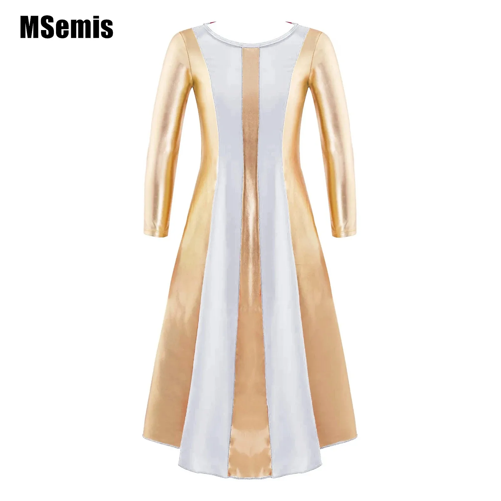 

Kids Girls Liturgical Praise Dance Dress Church Worship Dance Long Dress Girls Long Sleeve Loose Fit Full Length Party Dancewear