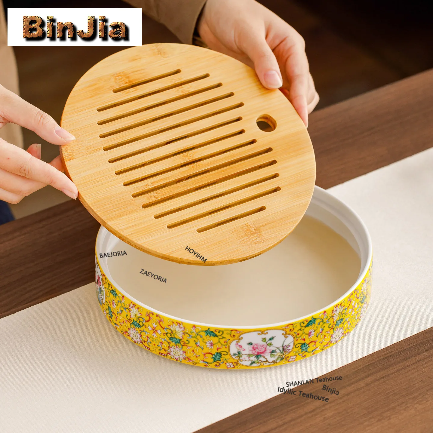 Gold Colour Enamels Butterfly Flower Store Water Tea Tray Cake Rack Coffee Storage Board Teapot Mat Dishes For Serving Tea Items
