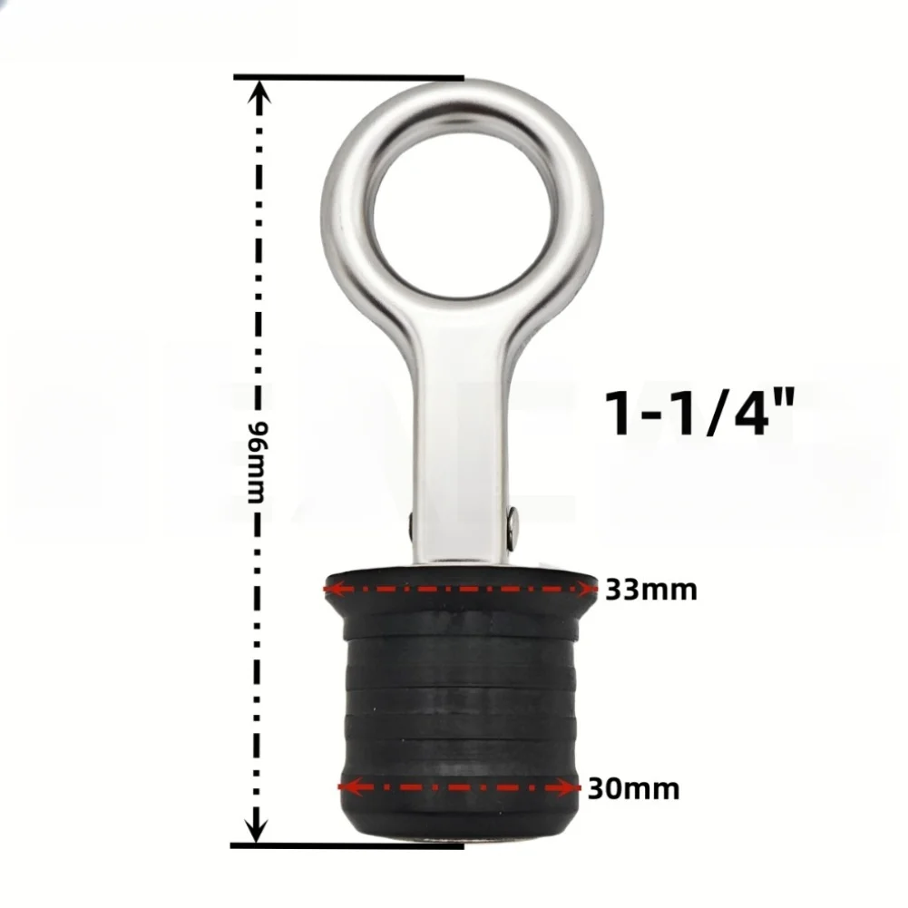 Water Resistant Stainless Steel Drain Stopper with Expandable Rubber Seal for 1 1/4 Inch Boat and Yacht Drains