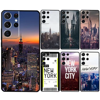 삼성 갤럭시 S23 S22 S24 울트라 노트 20 10 S8 S9 S10 플러스 S20 FE S21 FE 커버, 뉴욕 시 케이스 