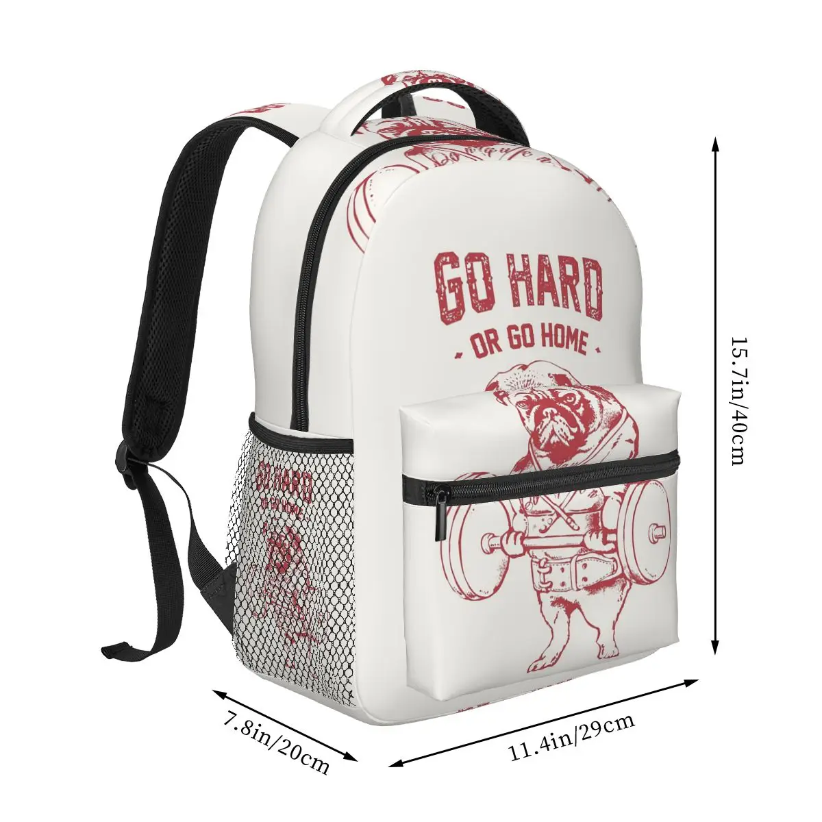 Go Hard Or Go Home Pug Dog Backpacks Boys Girls Bookbag Children School Bags Cartoon Kids Rucksack Shoulder Bag Large Capacity