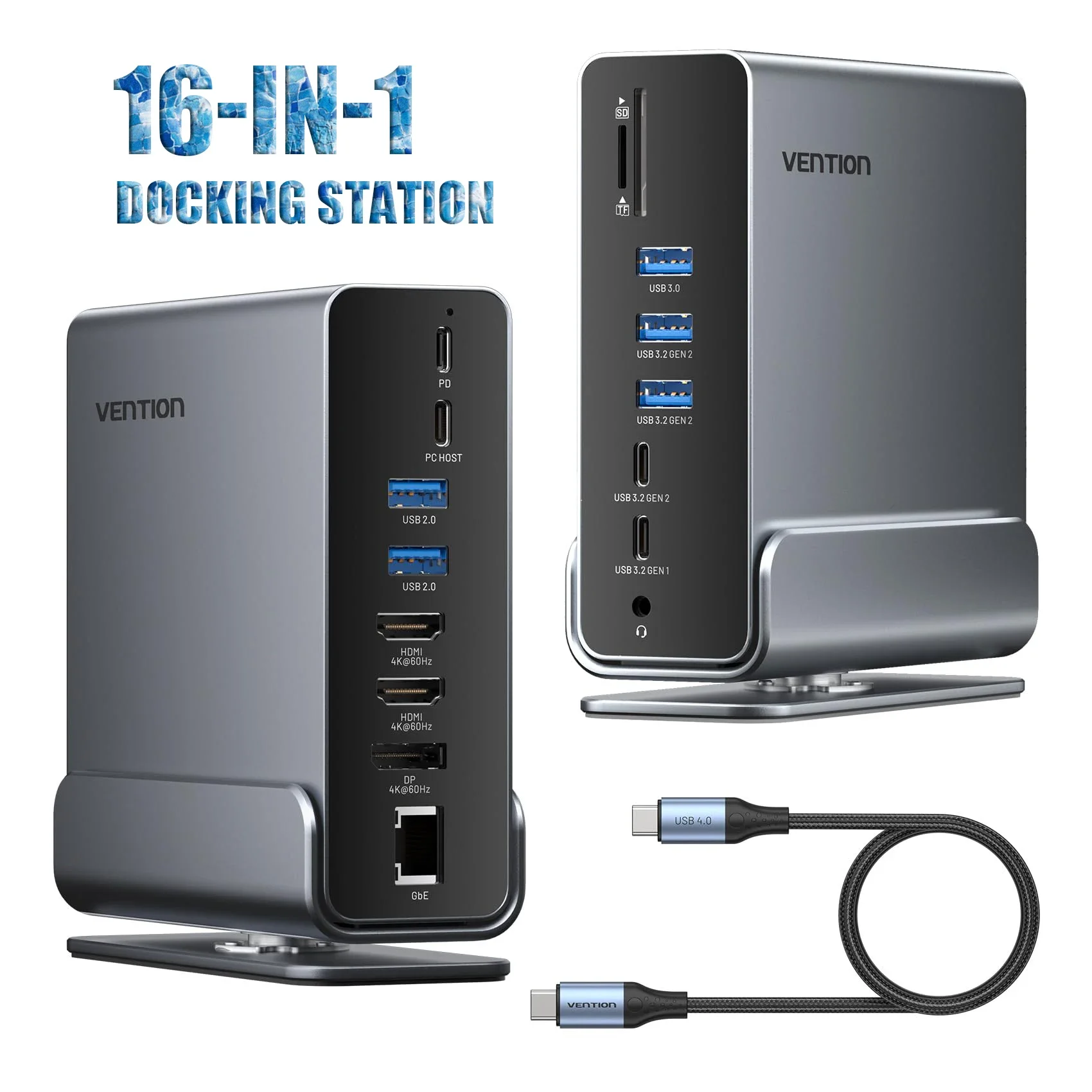 

Docking Station for Windows MacBook Laptop,16-in-1,USB C Hubs with Dual 4K HDMI, 4K DP, Gigabit Ethernet, 100W PD, Audio, SD, TF