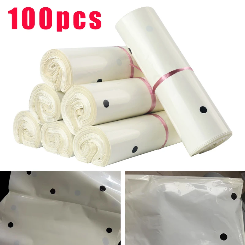 Sacchetti per corriere da 100 pezzi Borsa per consegna espressa a pois beige, sacchetti per confezioni regalo e abbigliamento, sacchetto di plastica impermeabile