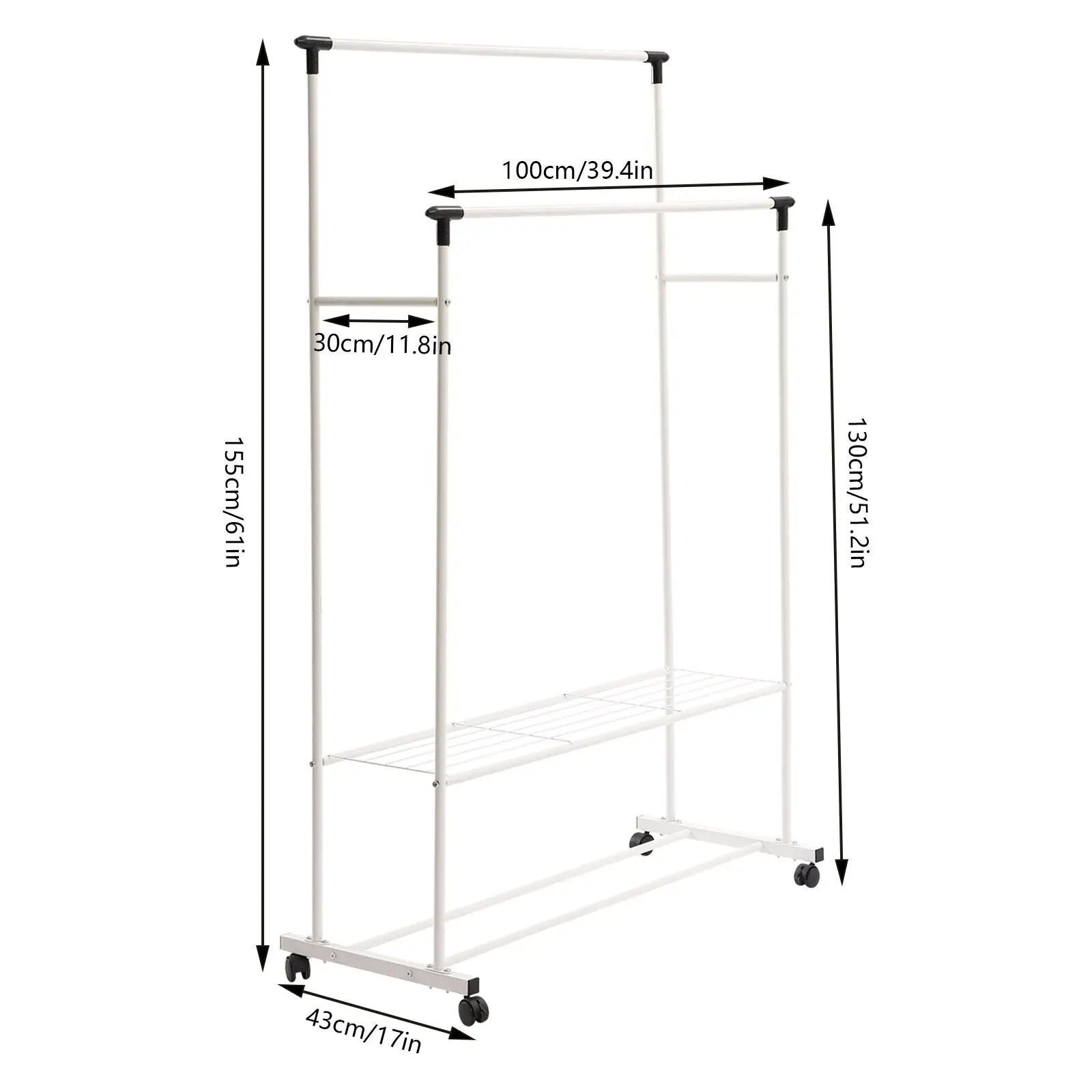 Metal Clothes Rack Free Standing Home Coat Garment Storage Hanger Shoes Holder