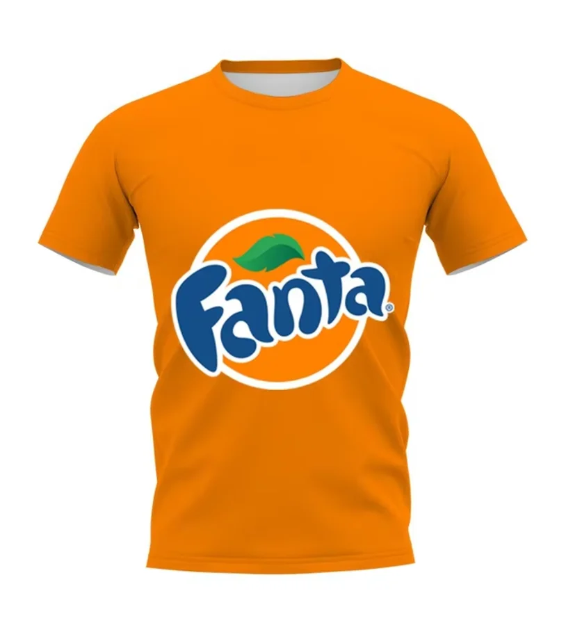

Cloocl 3D printed men's T-shirt, casual round neck shirt, cool and fashionable, Fanta Harajuku style, yellow, summer