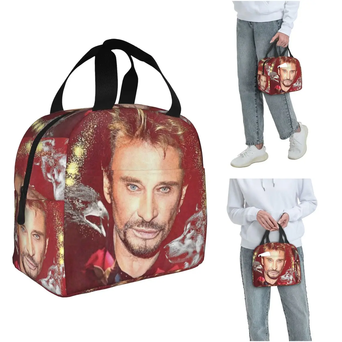 

Французская рок-легенда Johnny Hallyday Изолированная сумка для обеда для женщин Офисный холодильник Термальная коробка для еды Сумка-тоут Ланч-боксы Контейнер