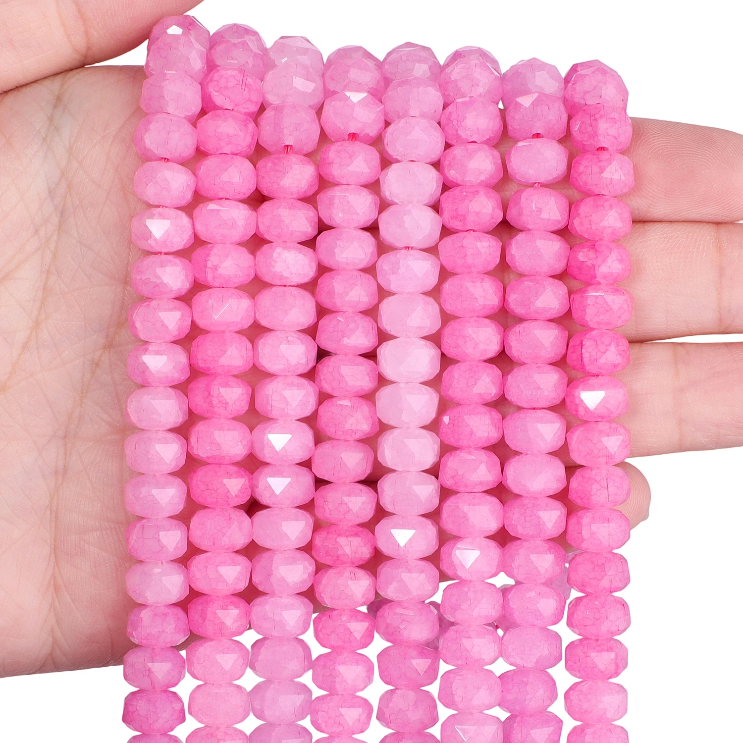 8x5mm Rissmuster Facettierte Glasperlen Bunte Radförmige Glatte Perlen für Schmuckherstellung DIY Halskette Anhänger Zubehör – Detail 14