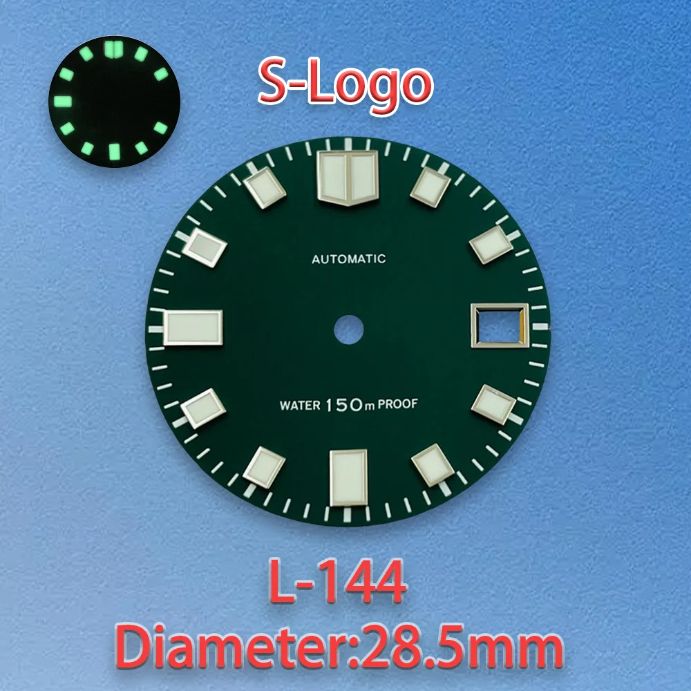 S Logo Matte Dial Fit 28.5Mm NH35/NH36/4R/7S Gerakan Jepang Menyelam Jam Tangan Berkualitas Tinggi Aksesori Modifikasi Hijau Bercahaya