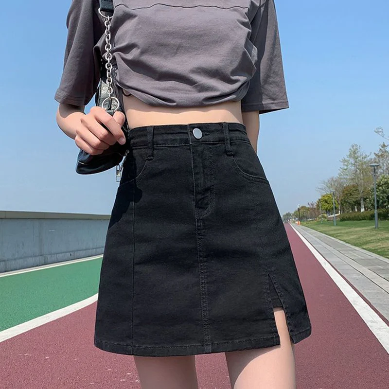 Korean High Waist Denim Mini Skirt Women Sexy Fashion Casual Summer Skirts Female Loose Slim Fit Y2K Tight Bag Hip Short Skirts