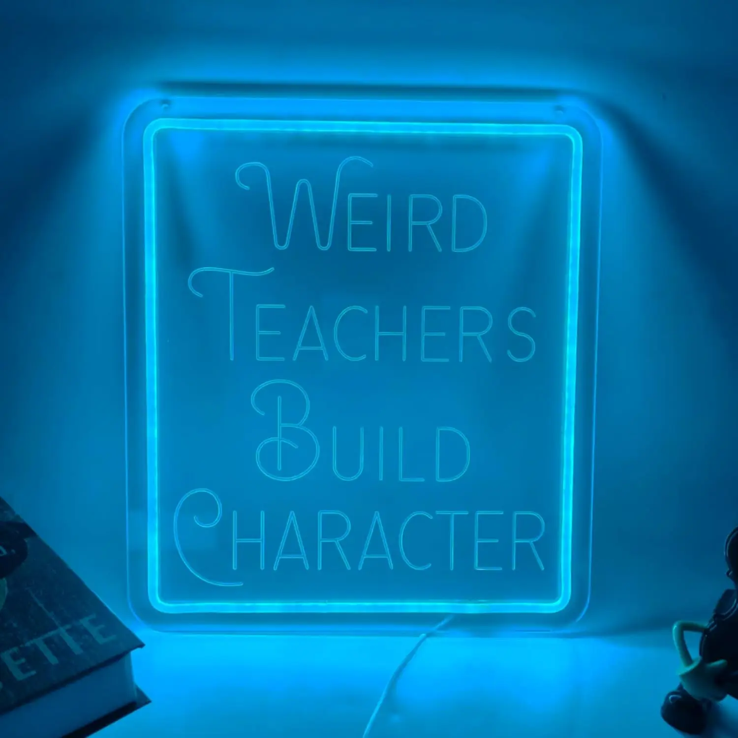 

"Weird Teacher Build Character" Neon Sign USB Powered LED Neon Light for Classroom Bedroom Decoration Gift Art Wall Lights