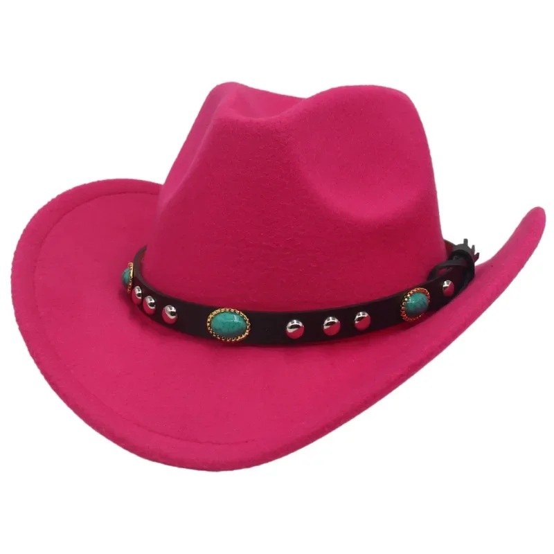 

Western Cowboy Hat Tibetan Style Top Ladies Hat Roll Brim Cowgirl Cap Jazz Fedora Hats Felt Cap Ethnic For Women Men