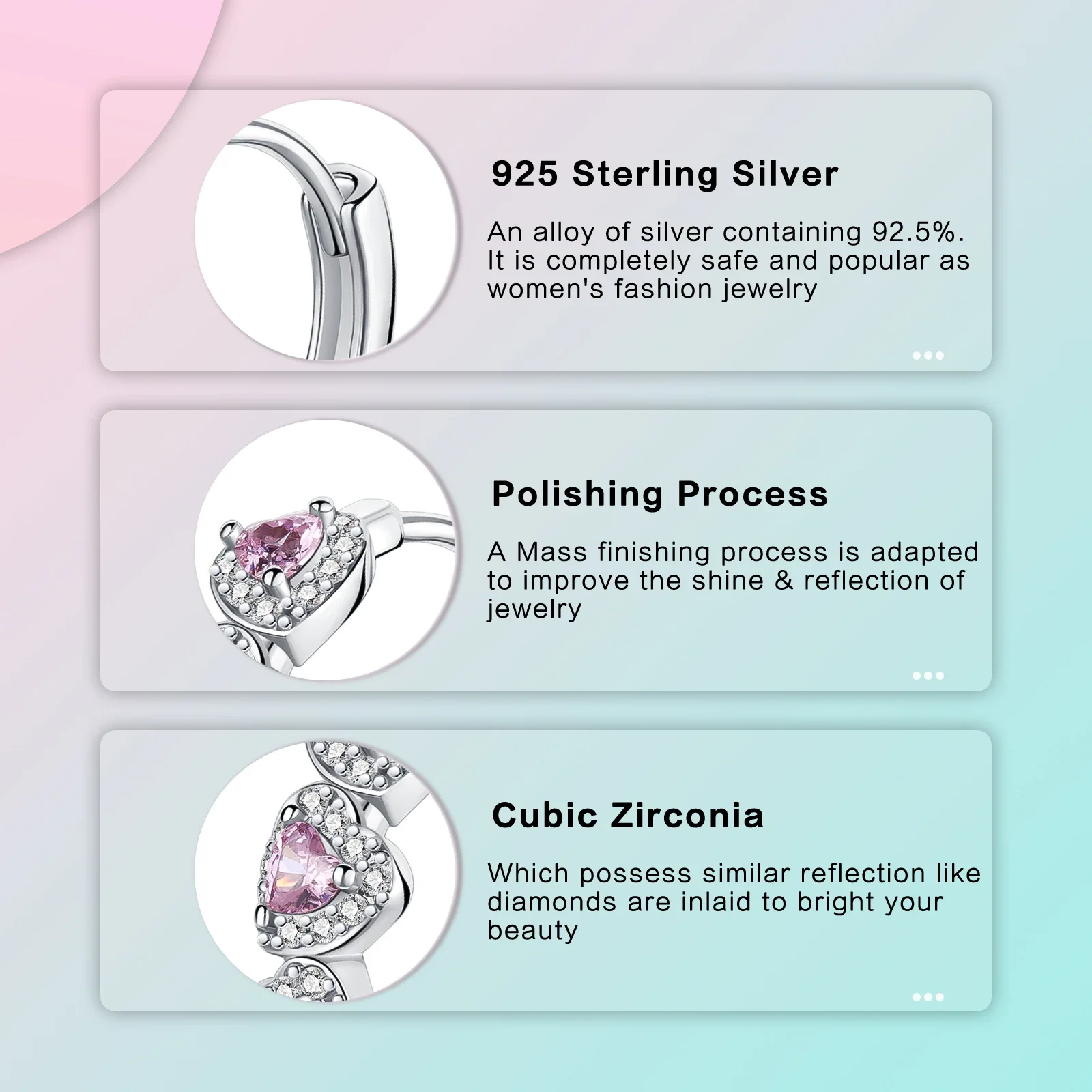 Boucles d'oreilles créoles originales en argent regardé 925 pour femme, coeur d'amour rose, cristal de luxe, bijoux fins, cadeau de fête