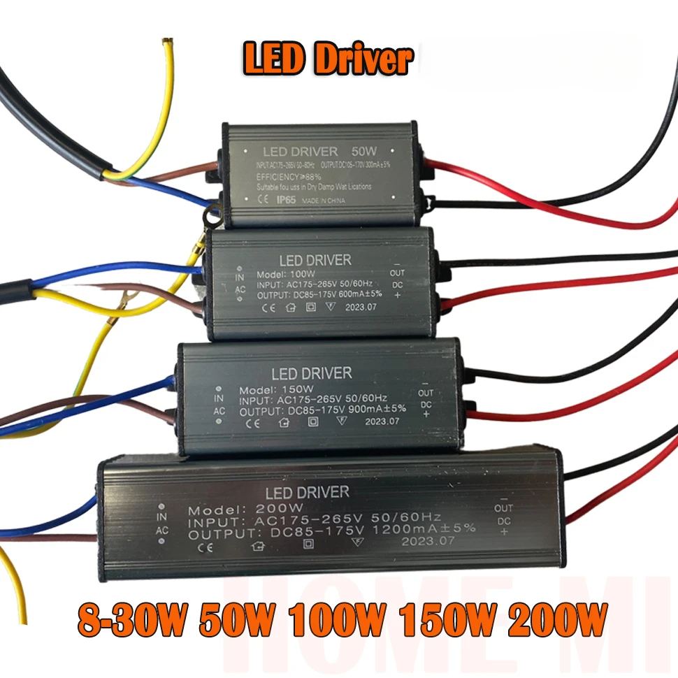 AC175-265V LED Driver 8-30W 50W 100W 150W 200W Non-Isolating Waterproof Adapter Transformer Non-Isolating Power Supply Convert