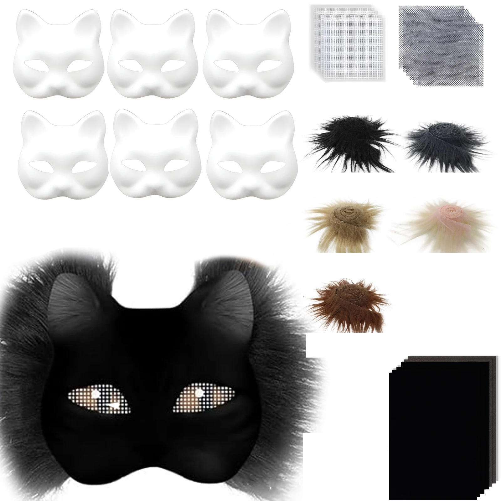 DIY Masquerade Cat Face Masks Kit Paintable Blank Masks Party Cosplay Costume Sexy Half Face Mask For Women Men Handmade Eyemask