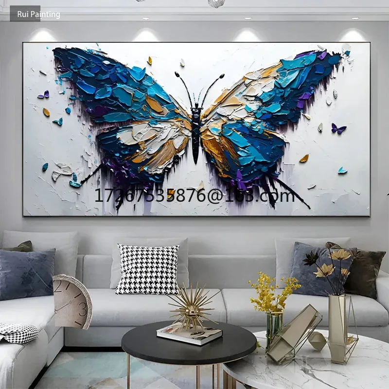 

Pure hand-painted oil painting butterfly texture painting living room bedroom entrance decoration thick texture painting