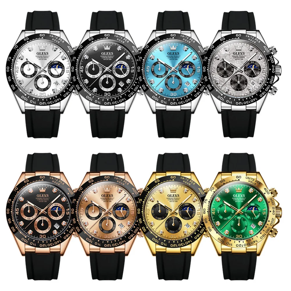 Men's Moon Phase Quartz Watch, Waterproof Classic Design