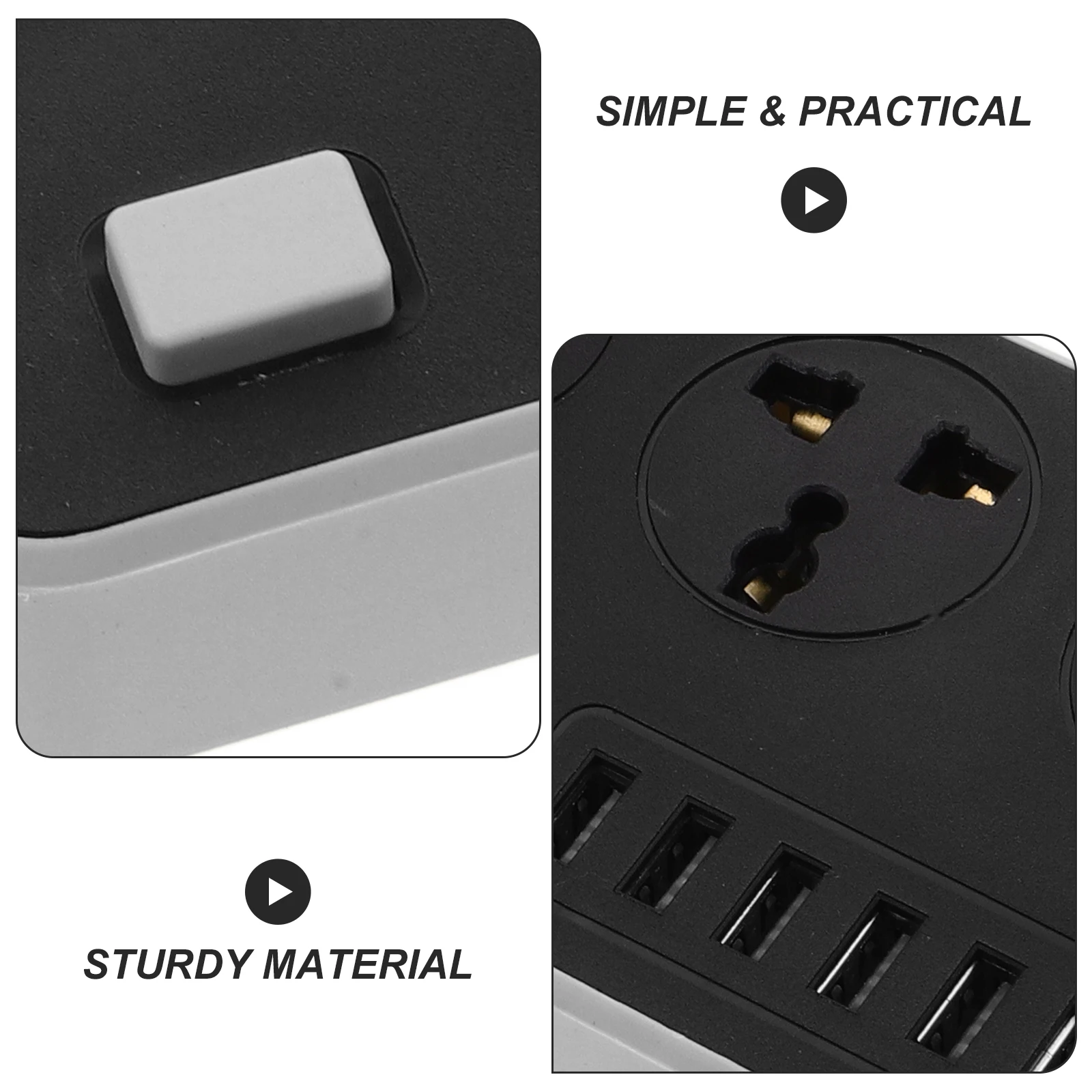 

USB Power Board Outlet Black Aluminum Portable Power Strip Outlet Extension Socket Panel Home Office Surge Protection