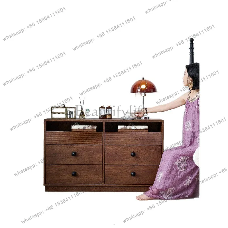 

High-end medieval style chest, bedroom solid wood retro drawer cabinet
