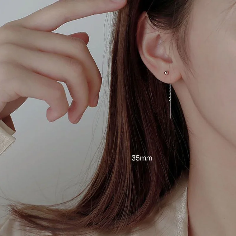 Vintage Gold color ball line tassel earrings for women simple tiny new fashion drop earring party jewelry accessories