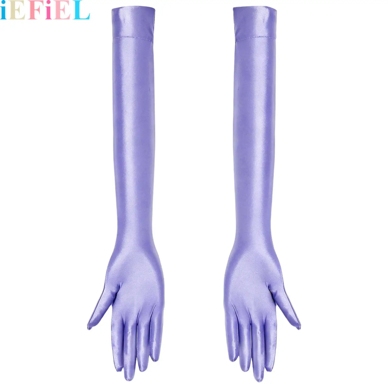 

Women Five-finger Party Gloves Long Stocking Gloves Oily Shiny Above Elbow Length Gloves for Performance