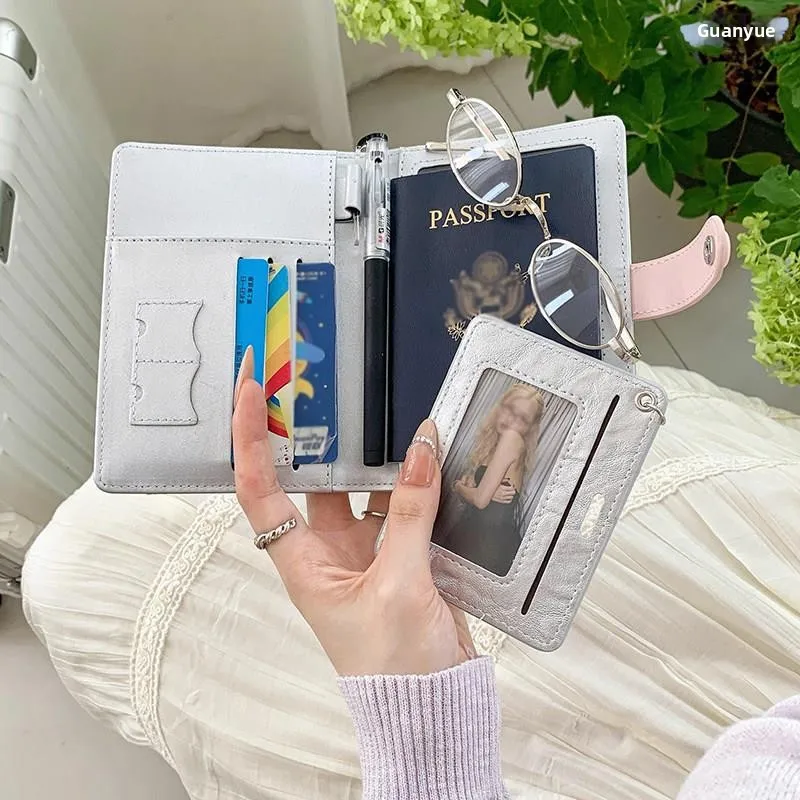 Cute Dog Passport Holder Travel Document Card Wallet Storage Protection Cover Bucket Shape Soft PU Leather Functional Bag view 4