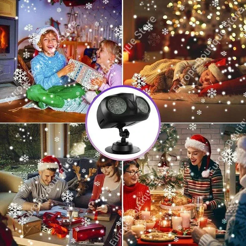 Proyector de luces navideñas con forma de búho para exteriores, lámpara de proyección de copos de nieve LED dinámica para paisaje, novedad de 2024