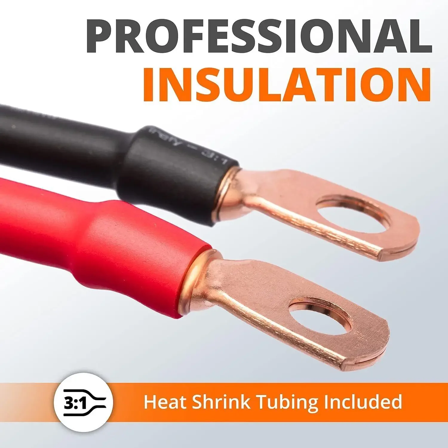 20 قطعة من موصلات طرفية نحاسية، AWG 2 4 6 8 1/0 2/0 حلقة العروة مع أنابيب الانكماش 10 عروات كابل البطارية، مع 10 أنابيب الانكماش #3