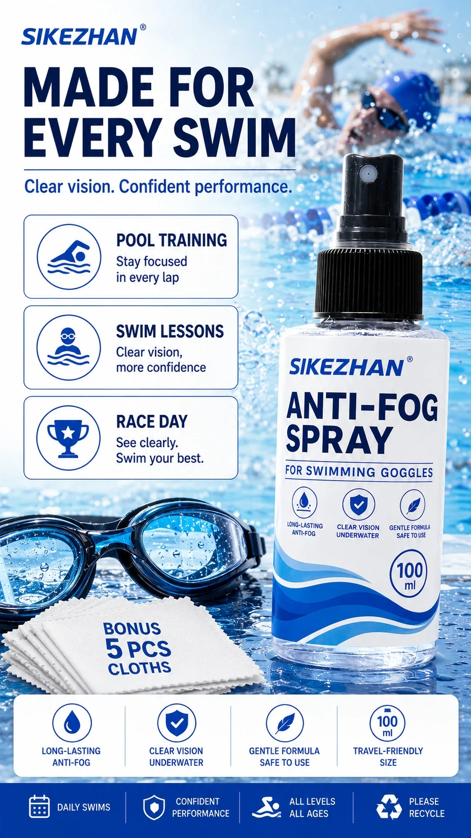 Anti-Beschlag-Spray für Schutzbrillen, Brillen, Kameras, Windschutzscheiben, Teleskope und Badezimmerspiegel, langanhaltender klarer Sichtschutz – Detail 5