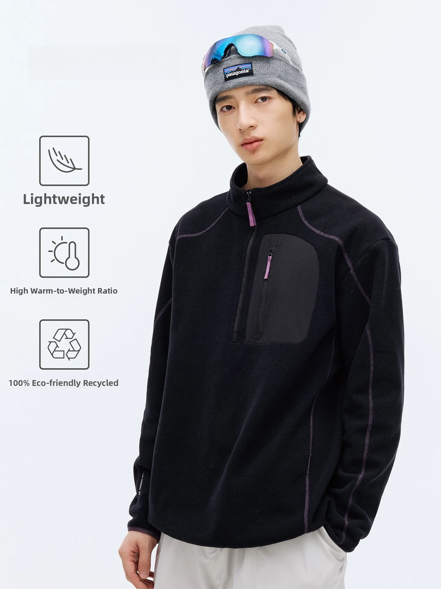 

Men's Casual Hoodie PrimaLoft Lightweight High Warm Double-sided Fce Outdoor Leisure Collar f Open Jaet Sweatirt