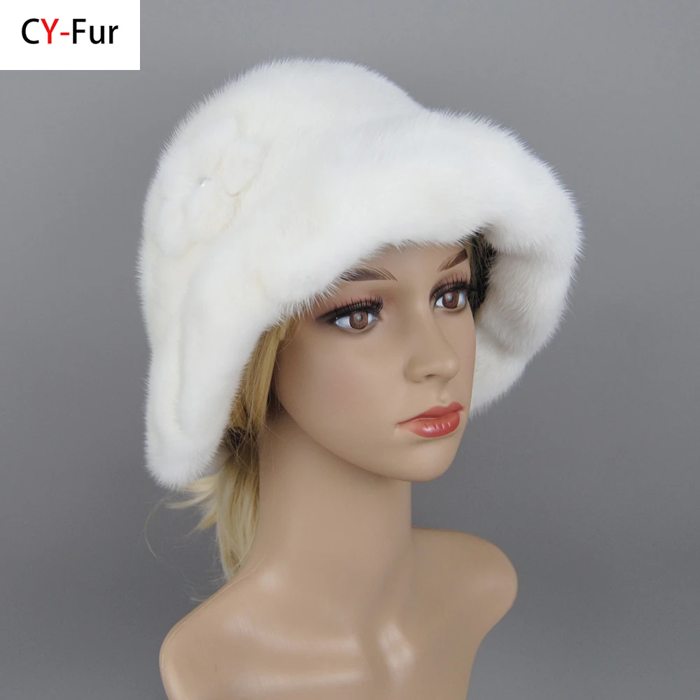 2025 Women Winter Warm Natural Whole Mink Fur Classic Luxury Caps Earflap High Quality Hat anti cold -50degree Russian Fur Hats