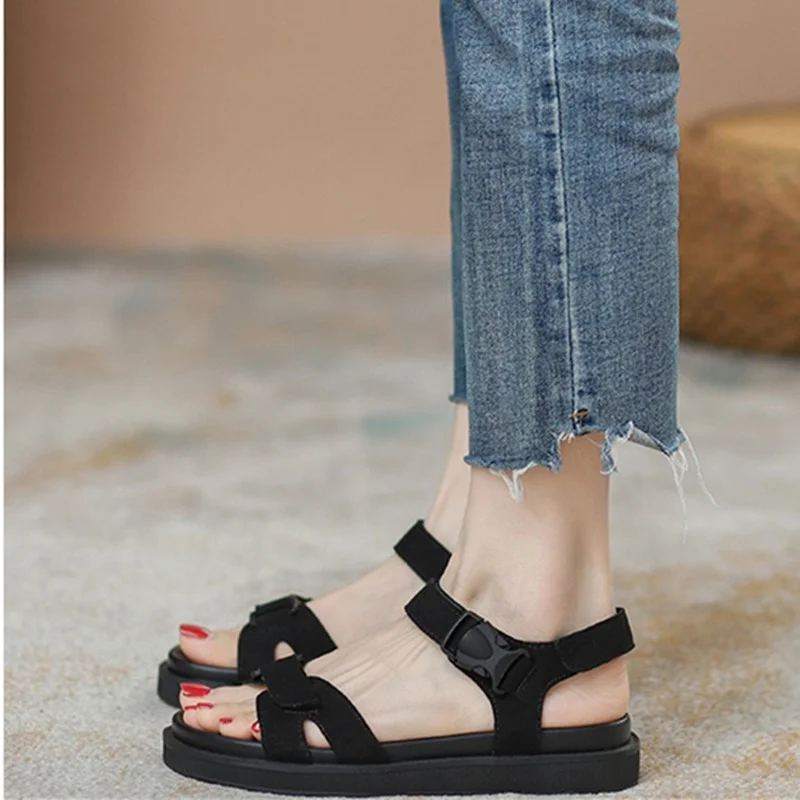 New Female Sandals Women Summer 2022 Casual Ladies Shoes Rome Flat Platform Sandals Woman Suede Beach Fashion Shoe Size 35-40