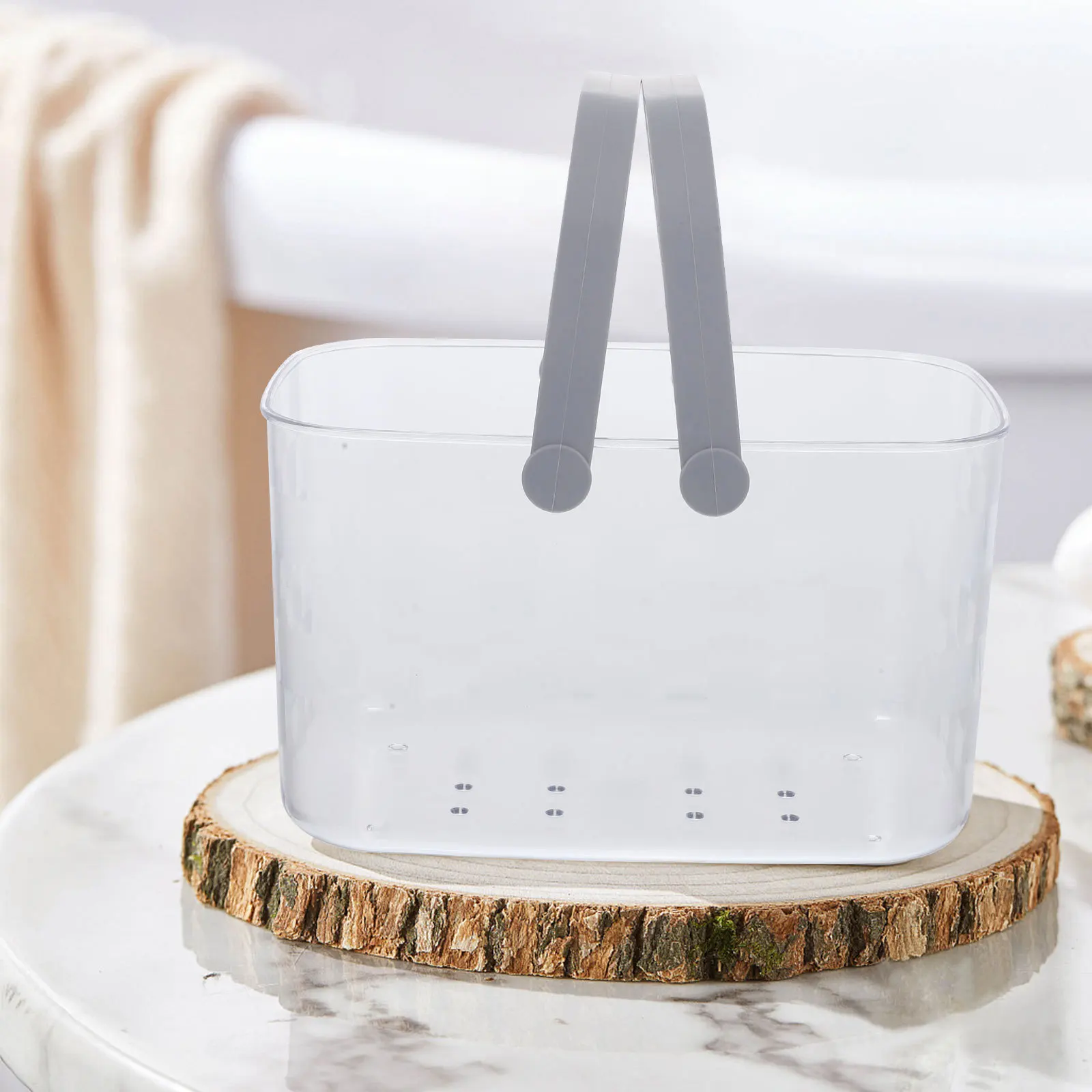 

Large Capacity Shower Basket With Drain Holes Portable Plastic Storage Container For Bathroom Cosmetics Toiletries