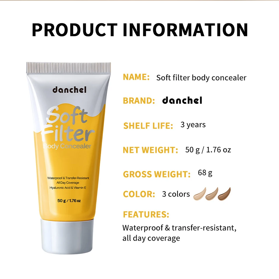 Body Concealer Waterproof Transfer Resistant Long Lasting High Coverage Natural Finish Makeup for Scars Spots Veins Tattoos