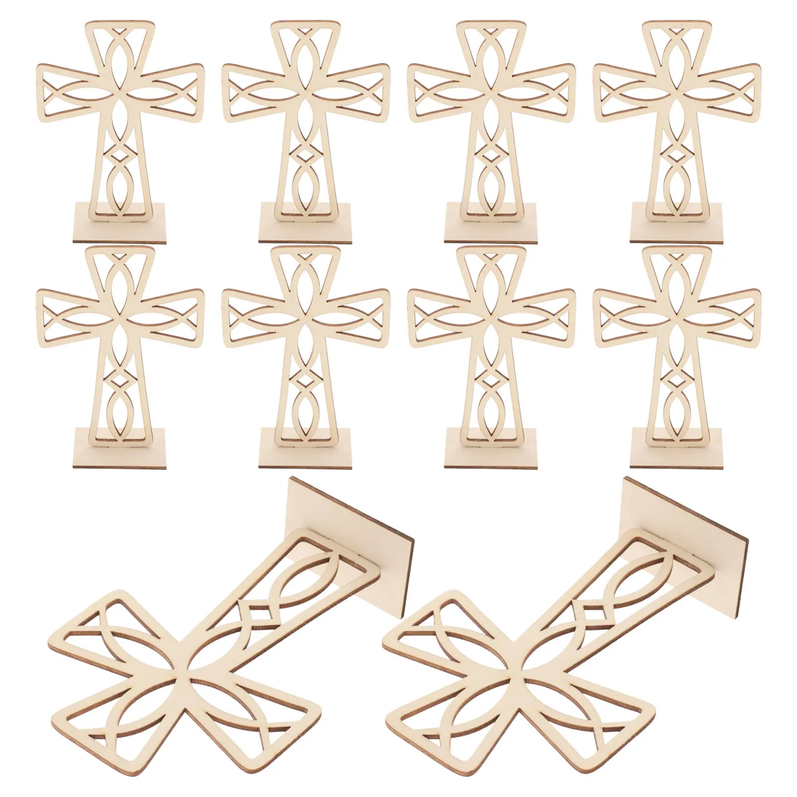 

10 Pcs Cross Ornaments Unfinished DIY Crafts Home Decor Smooth Wooden Cross Ornament Crosses Sewing Accessories