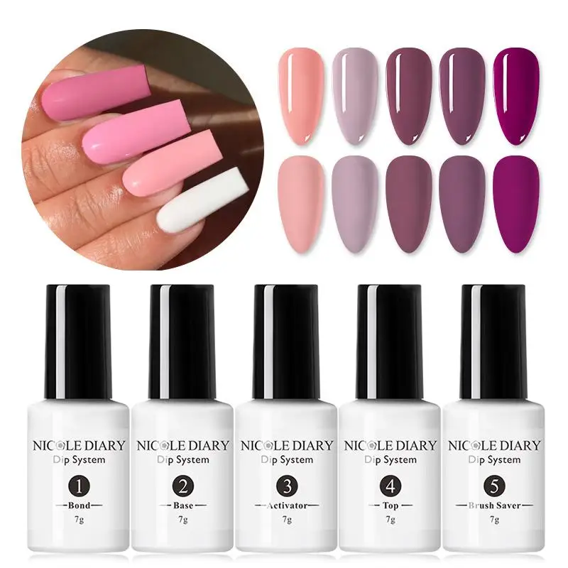 NICOLE DIARY Color Dipping System Liquid Kit Natural Dry No Lamp Cure Art Decoration Pigment DIY Gel Glitter French Acrylic Nail