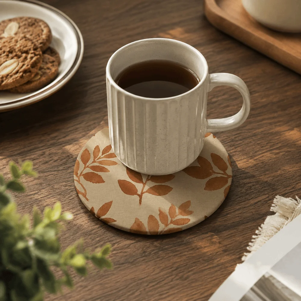 Durable Round Heat Insulation Pad Flower Desktop Decoration Diatom Coaster Leaves Water Absorbent Heat Resistant Pads Kitchen