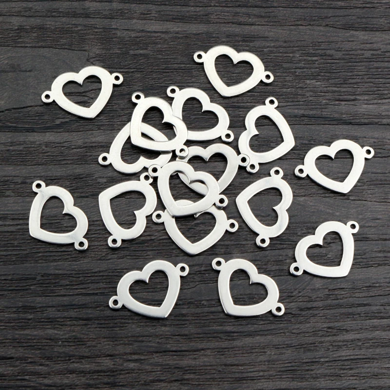 20 sztuk 18x12mm 316 ze stali nierdzewnej podwójne pętle słodkie serce Charms wisiorek DIY biżuteria ustalenia złącze dla naszyjnik bransoletka