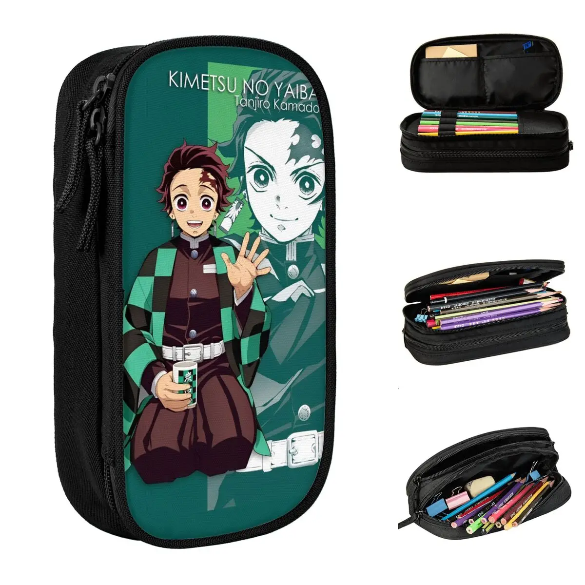 Tanjiro Kamado Demon Slayer Anime Pencil Cases Pencilcases Pen Box Kids Large Storage Bag Students School Gifts Stationery