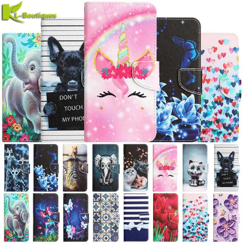 For iPhone 7 Plus Case Leather Elephant Painted Flip Wallet Phone Cover for iPhone 7 8 Plus SE 2022 2020 X XR XS Max Case Coque