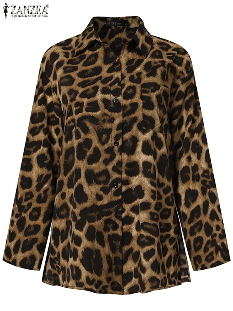 

Плюс размер 5XL ZANZEA Винтажные женские комплекты брюк из 2 предметов 2025 Лето с леопардовым принтом Повседневные свободные топы и брюки Комплекты широких брюк