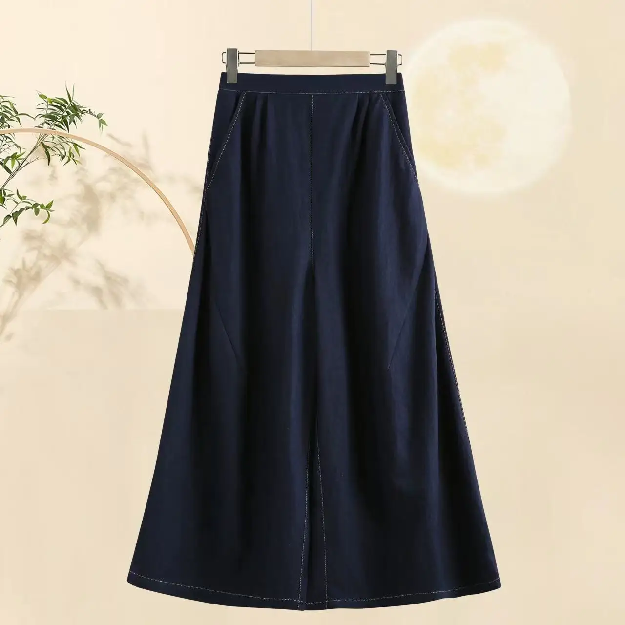 

Новые женские повседневные брюки 2026 года: шелковые, широкие, укороченные, в китайском стиле, А-силуэт, H-образные, весенняя мода, женская одежда