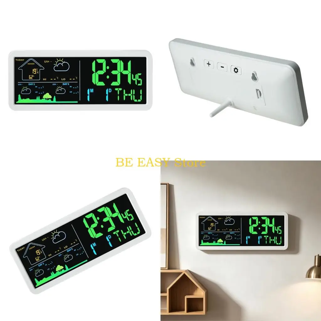 E28F Multifunctional Electronic Alarm Clock Displaying Outdoor Indoor Temperature Humidity