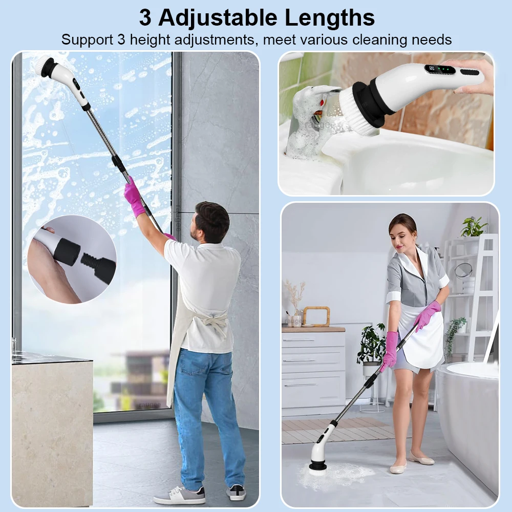 Electric Cleaning Brush 9 in 1 Multifunctional Rotatable Brush Cleaning for Household  Kitchen Bathroom Cleaning Electric Brush