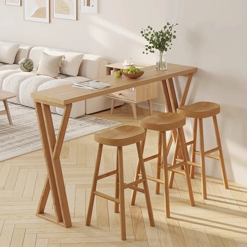 

Скандинавский барный стол из цельного дерева, промышленный бистро, высокий барный стол для завтрака для пожилых людей, балкон, винная коктейльная мебель Mesa Alta FYBT