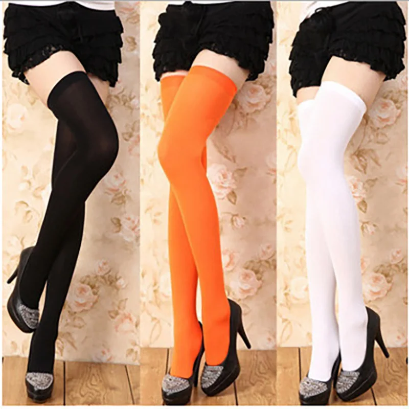 Women sexy long socks lace over knee thigh velvet stocking transparent pantyhose tight silk college style PR215