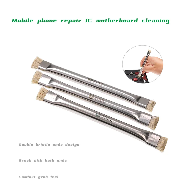 2UUL CL11 Dual Heads Bristle Brush for Mobile Phone Maintenance Anti-static Motherboard IC Chip Repair Cleaning Tools