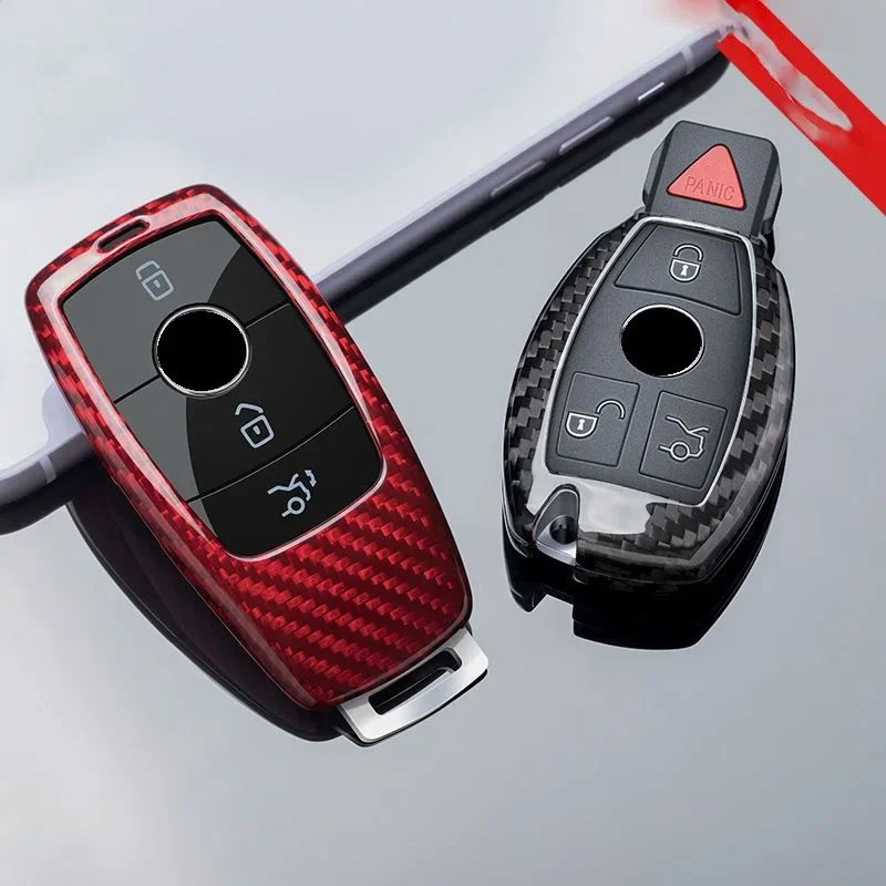 Real Carbon Fiber Key Case Cover Key Case Protective Shell Holder For Mercedes Benz AMG A B R E G Class GLK GLA W204 W251 W463